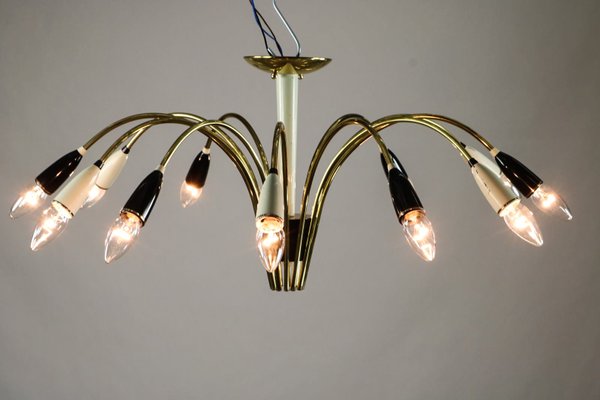 Mid-Century Brass Chandelier, 1950s-FUP-574071