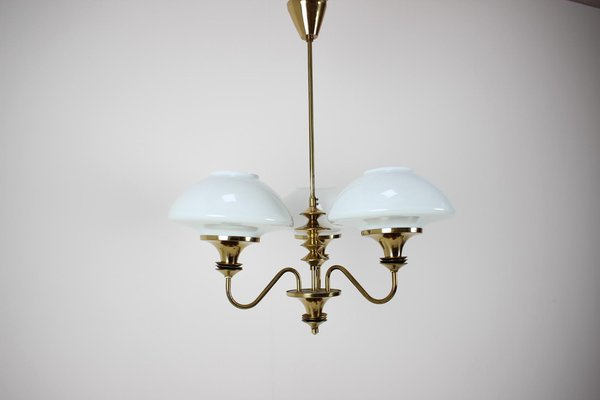 Mid-Century Brass Chandelier from Jablonec Glassworks, Czechoslovakia, 1970s-TZ-1185422