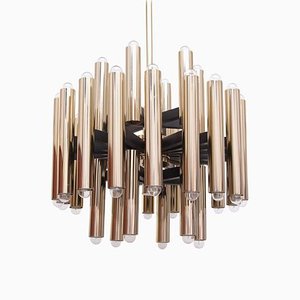 Mid-Century Brass Chandelier in the Style of Sciolari, 1960s-VLZ-632074