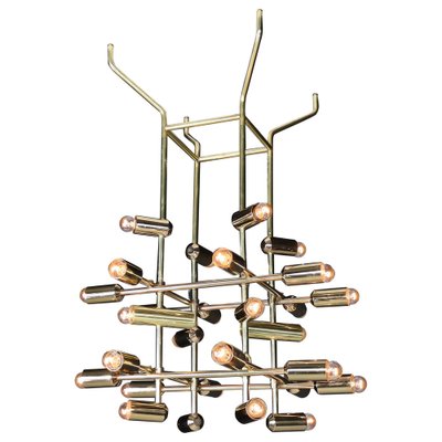 Mid-Century Brass Chandelier with 28 Lights, Switzerland, 1960s-TRW-1743218