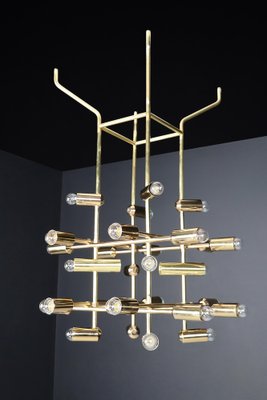 Mid-Century Brass Chandelier with 28 Lights, Switzerland, 1960s-TRW-1743218