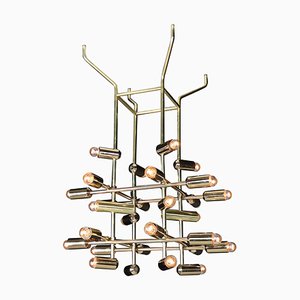 Mid-Century Brass Chandelier with 28 Lights, Switzerland, 1960s-TRW-1743218