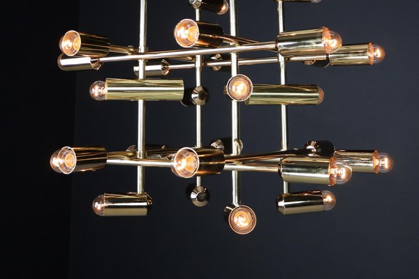 Mid-Century Brass Chandelier with 40 Lights, Switzerland, 1960s-TRW-1743220