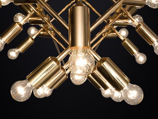 Mid-Century Brass Chandelier with 40 Lights, Switzerland, 1960s-TRW-1743220