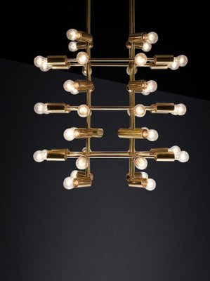 Mid-Century Brass Chandelier with 40 Lights, Switzerland, 1960s-TRW-1743220