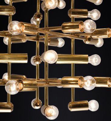 Mid-Century Brass Chandelier with 40 Lights, Switzerland, 1960s-TRW-1743220