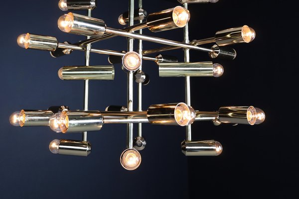 Mid-Century Brass Chandelier with 40 Lights, Switzerland, 1960s-TRW-1743220