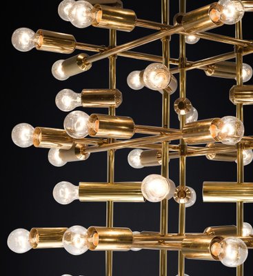 Mid-Century Brass Chandelier with 40 Lights, Switzerland, 1960s-TRW-1743220