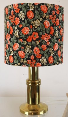 Mid-Century Brass-Colored Table Lamp in Floral-FYZ-1706168