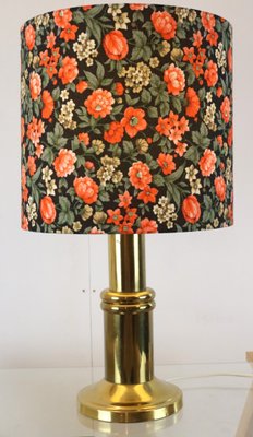 Mid-Century Brass-Colored Table Lamp in Floral-FYZ-1706168