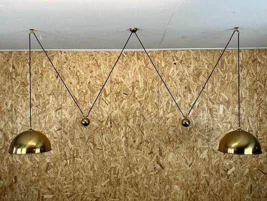 Mid-Century Brass Double Counterbalance Pendant Lamp by Florian Schulz-EJL-1365112