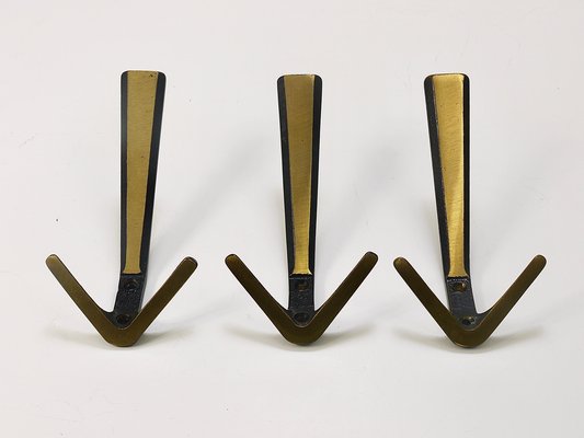 Mid-Century Brass Double Wall Hook attributed to Herta Baller, Vienna, Austria, 1950s-MWV-1704470