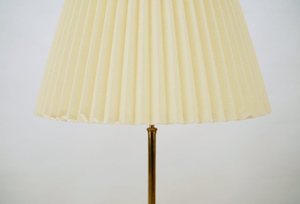 Mid-Century Brass Floor Lamp with Pleated Screen, 1950s-KQB-991783