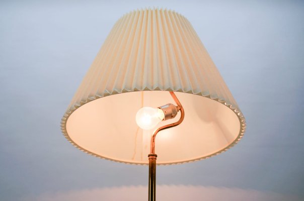 Mid-Century Brass Floor Lamp with Pleated Screen, 1950s-KQB-991783