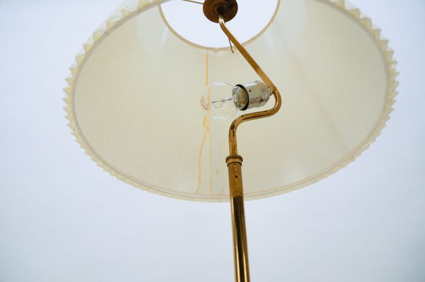 Mid-Century Brass Floor Lamp with Pleated Screen, 1950s-KQB-991783