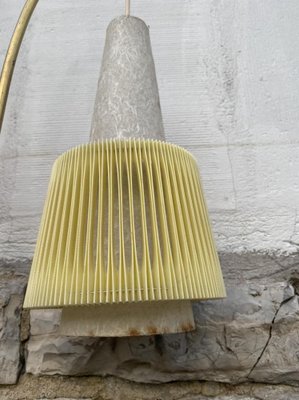 Mid-Century Brass Floor Lamp with Pleated Shades, 1950s-PYR-956485