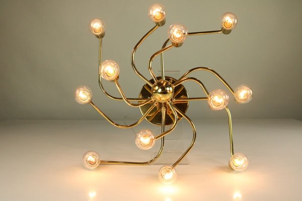 Mid-Century Brass Flush Mount Ceiling Lamp from Leola-FUP-693362