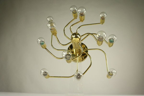 Mid-Century Brass Flush Mount Ceiling Lamp from Leola-FUP-693362