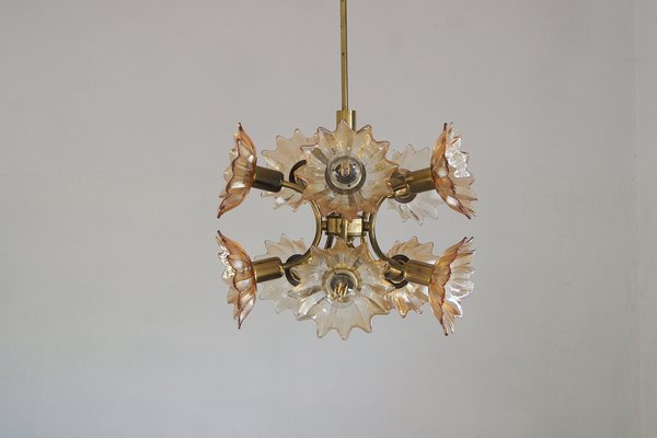 Mid-Century Brass & Glass Ceiling Lamp from Sische Leuchten-UMB-1752610