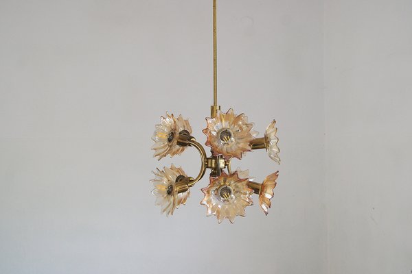 Mid-Century Brass & Glass Ceiling Lamp from Sische Leuchten-UMB-1752610