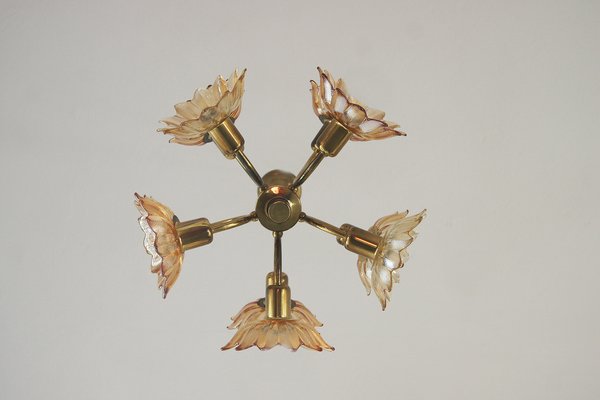 Mid-Century Brass & Glass Ceiling Lamp from Sische Leuchten-UMB-1752610