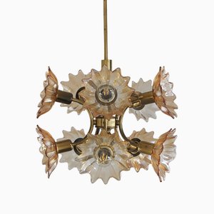 Mid-Century Brass & Glass Ceiling Lamp from Sische Leuchten-UMB-1752610