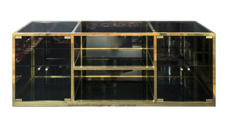 Mid-Century Brass & Glass Sideboard, 1970s-ZVH-1368480