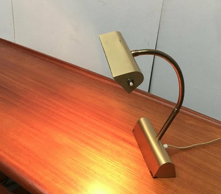 Mid-Century Brass Hollywood Regency Gooseneck Table Lamp, 1960s-UAH-2036752