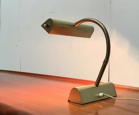 Mid-Century Brass Hollywood Regency Gooseneck Table Lamp, 1960s-UAH-2036752