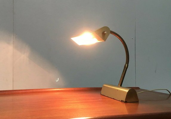 Mid-Century Brass Hollywood Regency Gooseneck Table Lamp, 1960s-UAH-2036752