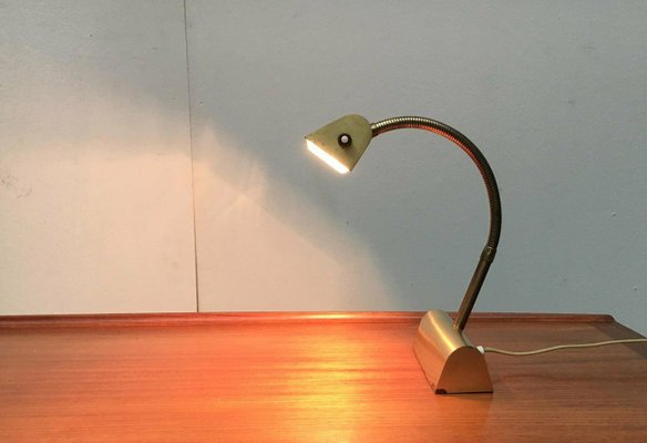 Mid-Century Brass Hollywood Regency Gooseneck Table Lamp, 1960s-UAH-2036752