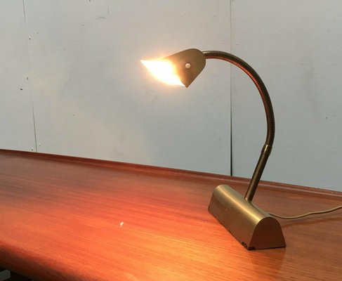 Mid-Century Brass Hollywood Regency Gooseneck Table Lamp, 1960s-UAH-2036752