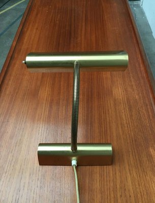 Mid-Century Brass Hollywood Regency Gooseneck Table Lamp, 1960s-UAH-2036752