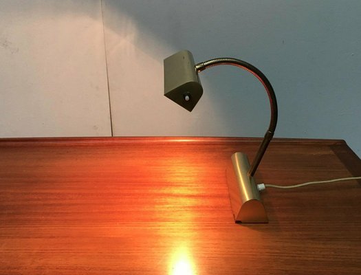 Mid-Century Brass Hollywood Regency Gooseneck Table Lamp, 1960s-UAH-2036752