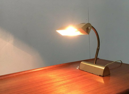 Mid-Century Brass Hollywood Regency Gooseneck Table Lamp, 1960s-UAH-2036752