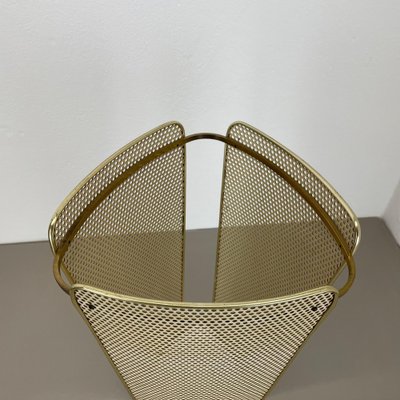 Mid-Century Brass Hollywood Regency Umbrella Stand in the style of Mathieu Matégot, France, 1950s-QZ-1813067