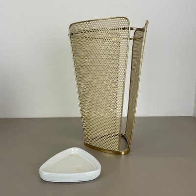 Mid-Century Brass Hollywood Regency Umbrella Stand in the style of Mathieu Matégot, France, 1950s-QZ-1813067