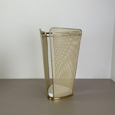 Mid-Century Brass Hollywood Regency Umbrella Stand in the style of Mathieu Matégot, France, 1950s-QZ-1813067