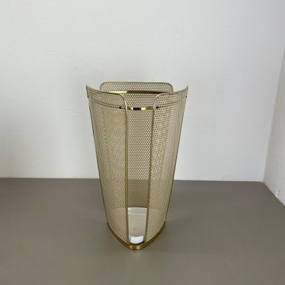 Mid-Century Brass Hollywood Regency Umbrella Stand in the style of Mathieu Matégot, France, 1950s-QZ-1813067