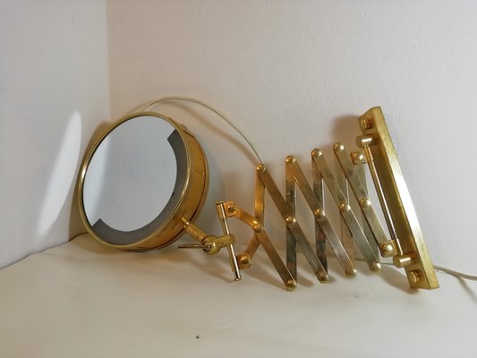 Mid-Century Brass Illuminated Bellows Mirror, 1960s-HNE-1060388