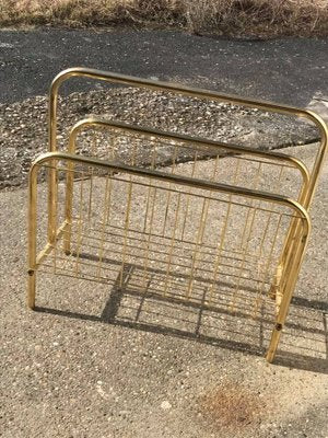 Mid-Century Brass Magazine Rack-OXJ-896936