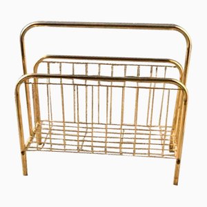 Mid-Century Brass Magazine Rack-OXJ-896936