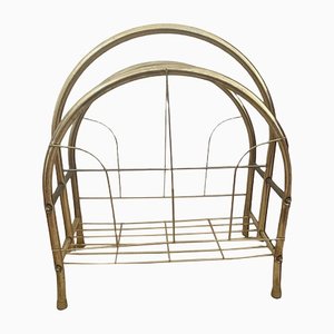 Mid-Century Brass Magazine Rack-OXJ-1369147