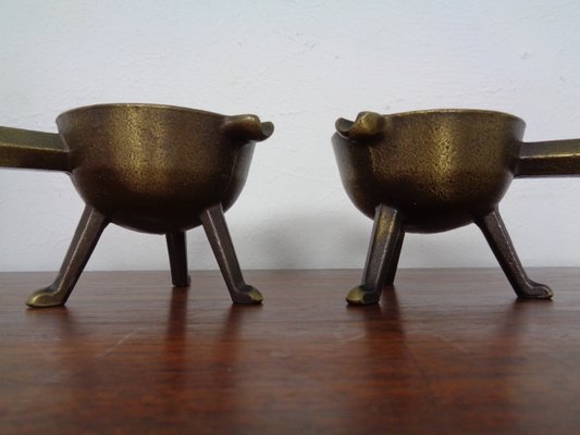 Mid-Century Brass & Oak Ashtrays, 1960s, Set of 2-RDW-946857