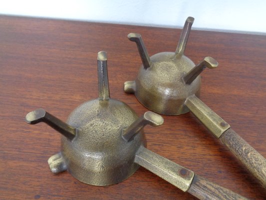 Mid-Century Brass & Oak Ashtrays, 1960s, Set of 2-RDW-946857