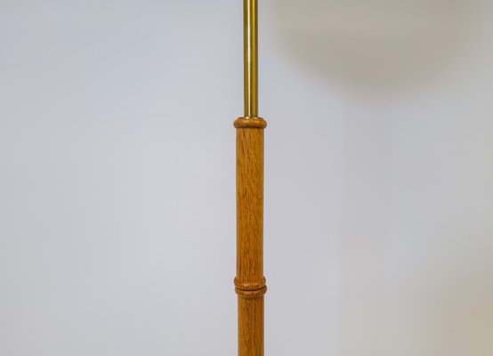 Mid-Century Brass & Oak Floor Lamp from Falkenbergs Belysning, Sweden, 1960s-UYK-1229957