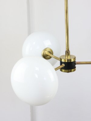 Mid-Century Brass Opaline Glass Chandelier-HGJ-1080209