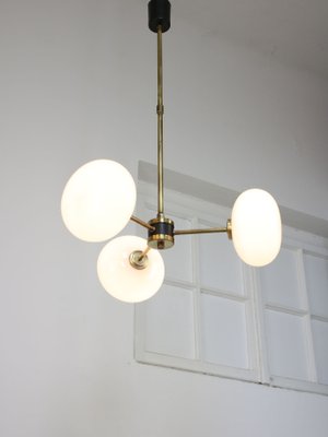 Mid-Century Brass Opaline Glass Chandelier-HGJ-1080209