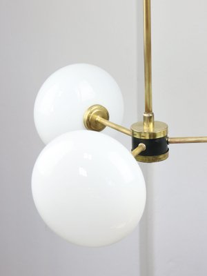 Mid-Century Brass Opaline Glass Chandelier-HGJ-1080209