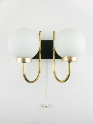 Mid-Century Brass & Opaline Sconces, Set of 2-HGJ-1170427